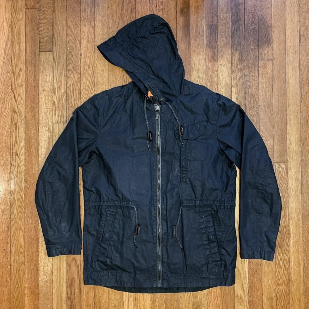 Ben Sherman Parka Wax Coated Navy Blue Jacket